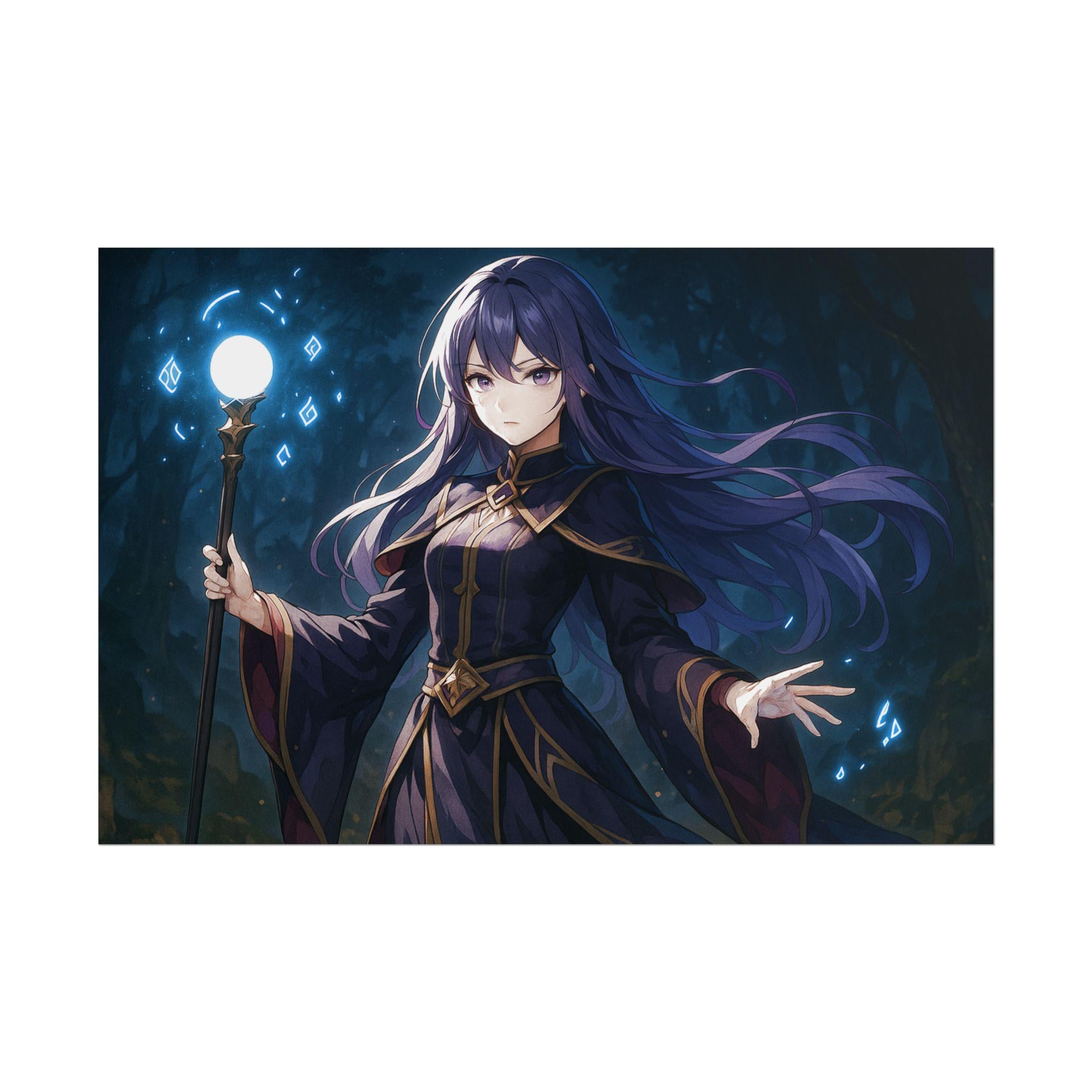 Anime Art Wall Art: Fantasy Witch with Magic Staff
