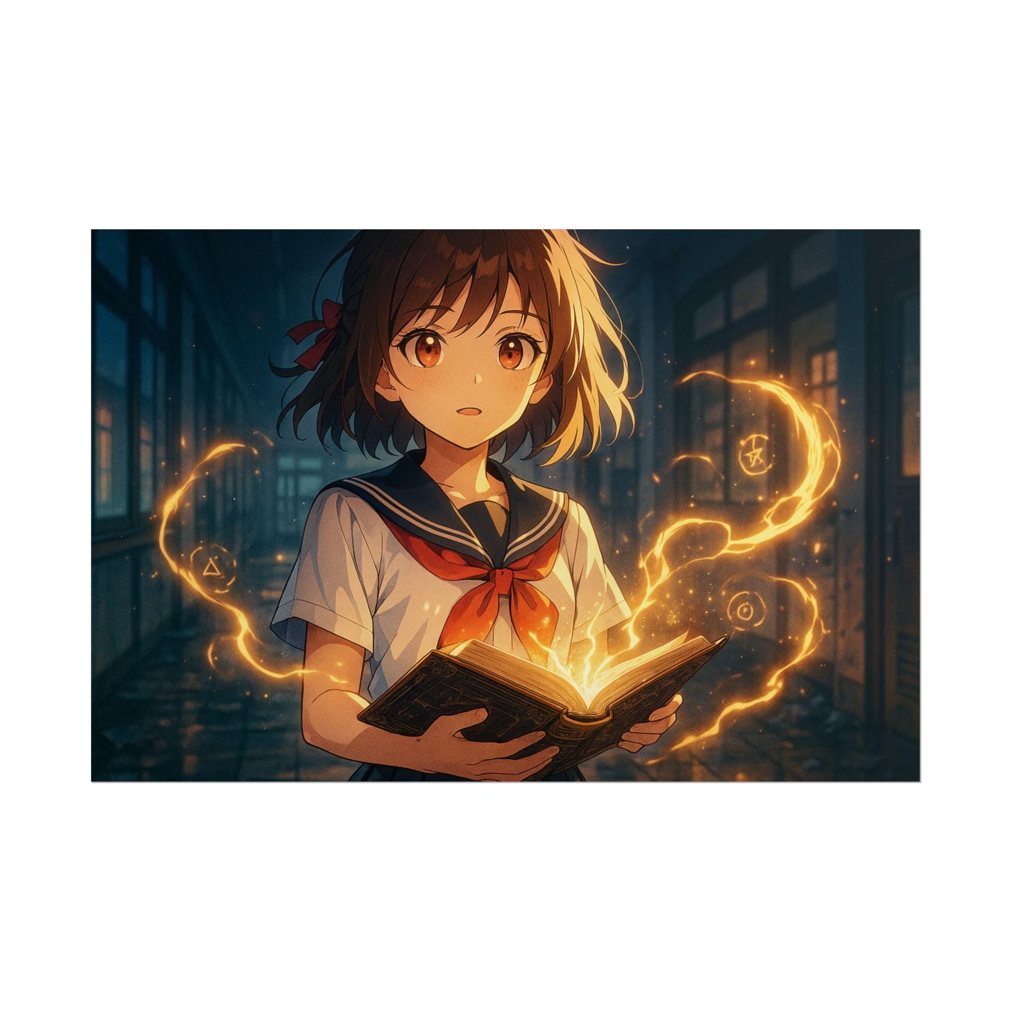 Enchanted Anime Art Print: Magical Girl, Cozy Room Decor