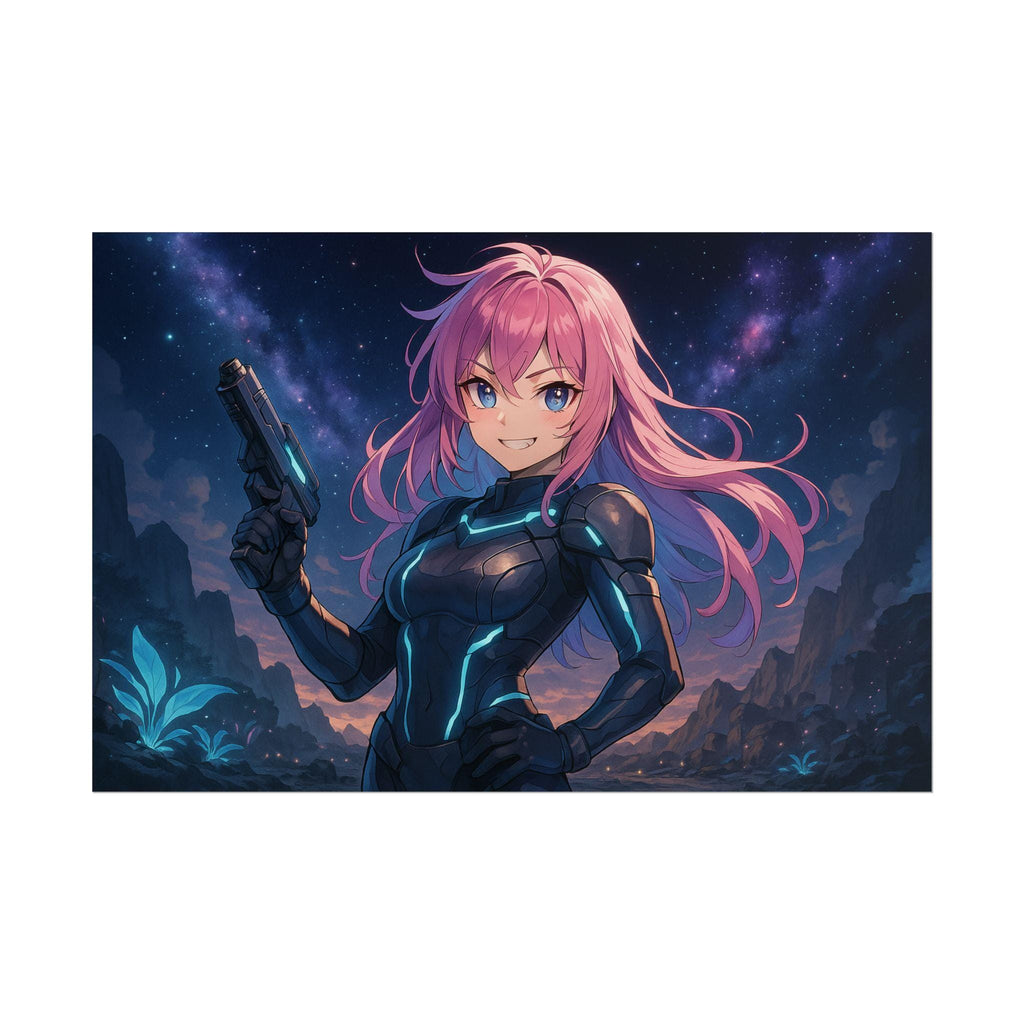 Anime Sci-Fi Girl Wall Art: Cyberpunk Warrior Print