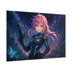 Anime Sci-Fi Girl Wall Art: Cyberpunk Warrior Print