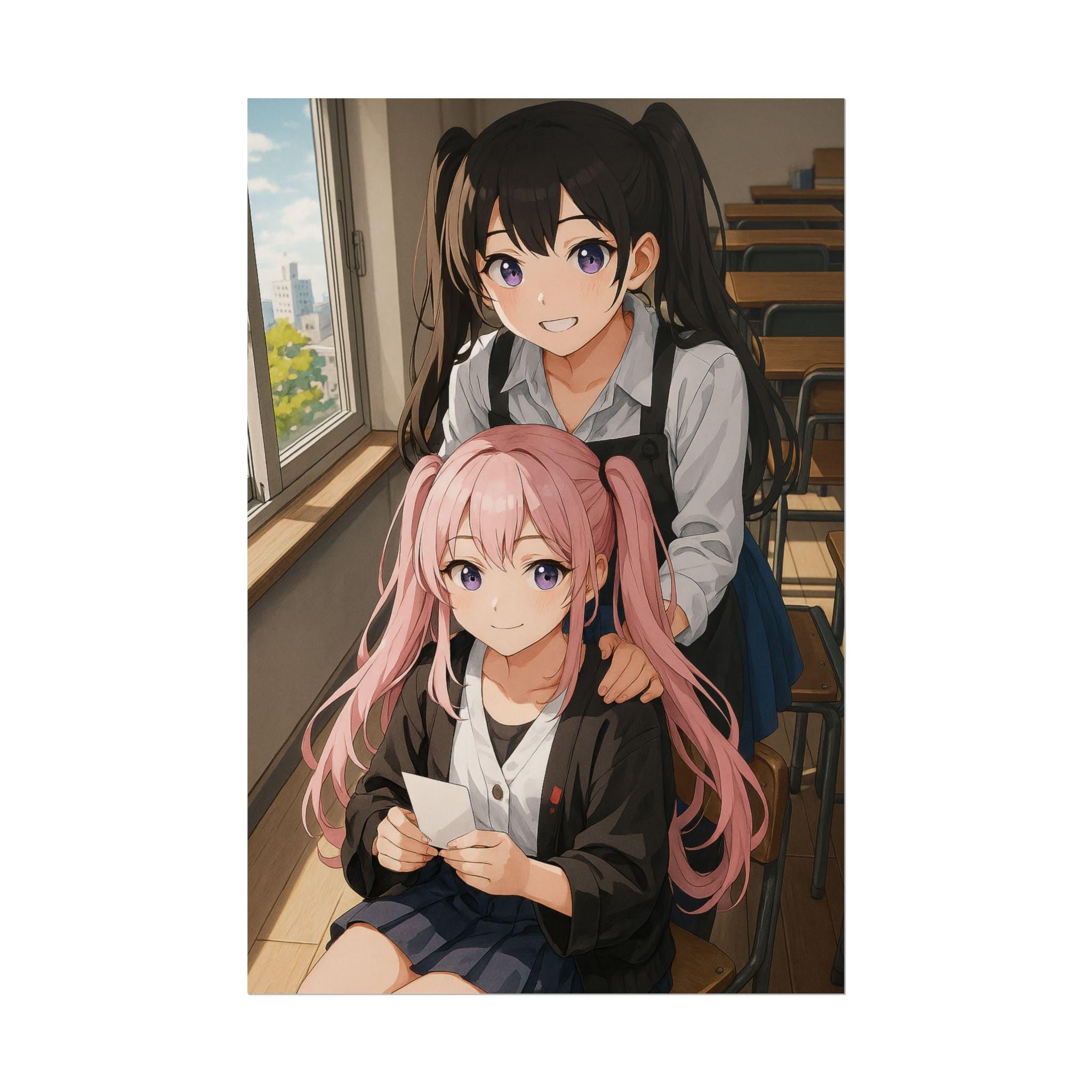 Anime School Girls Poster: Slice of Life Friendship Wall Art