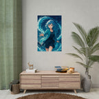 Anime Water Mage Poster: Elemental Magic Wall Art