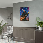 Anime Rock Star Poster: Fiery Guitarist Music Wall Art