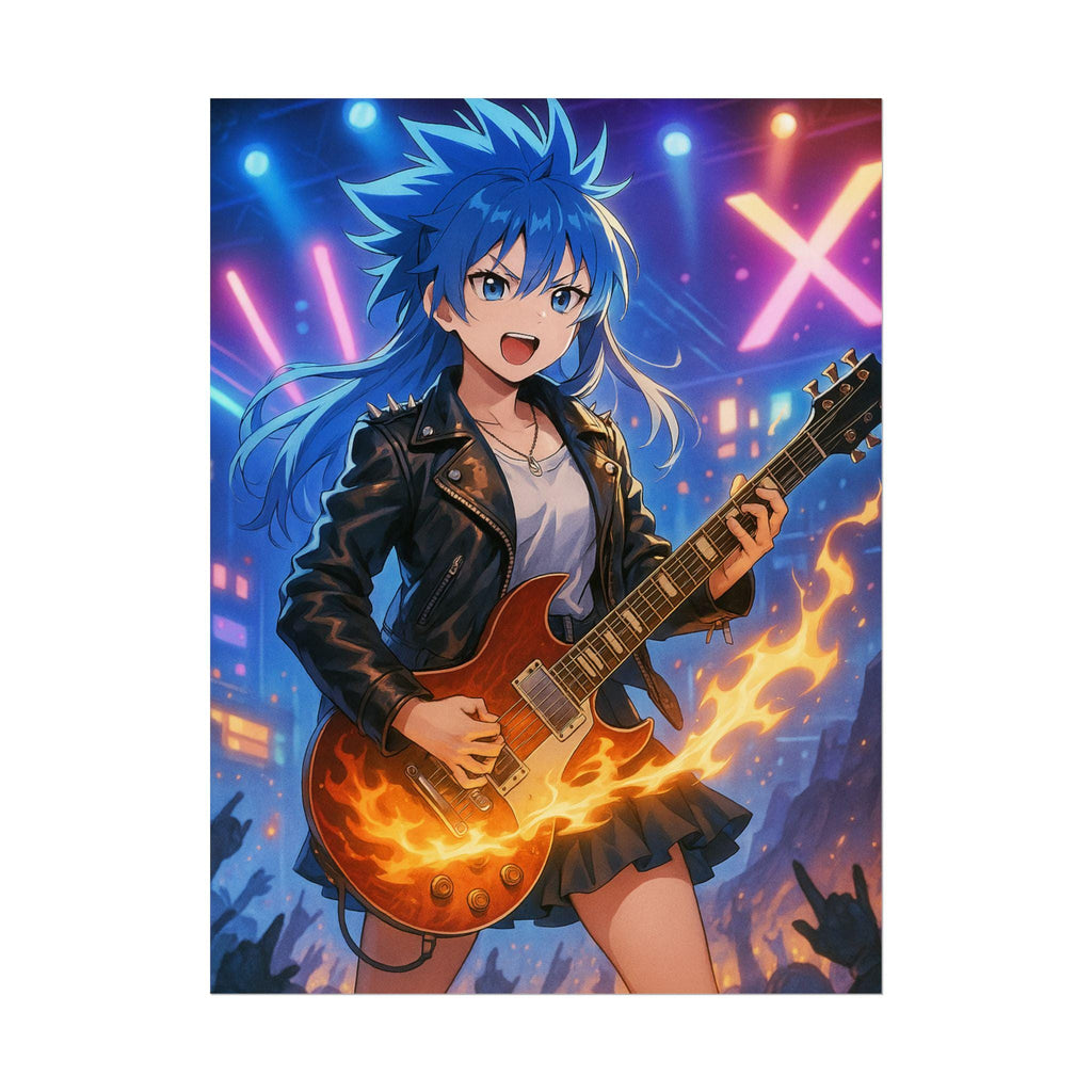 Anime Rock Star Poster, Music Wall Art Print, Japanese Anime Poster, Guitarist Anime Decor, Gift for Gamers and Music Lovers