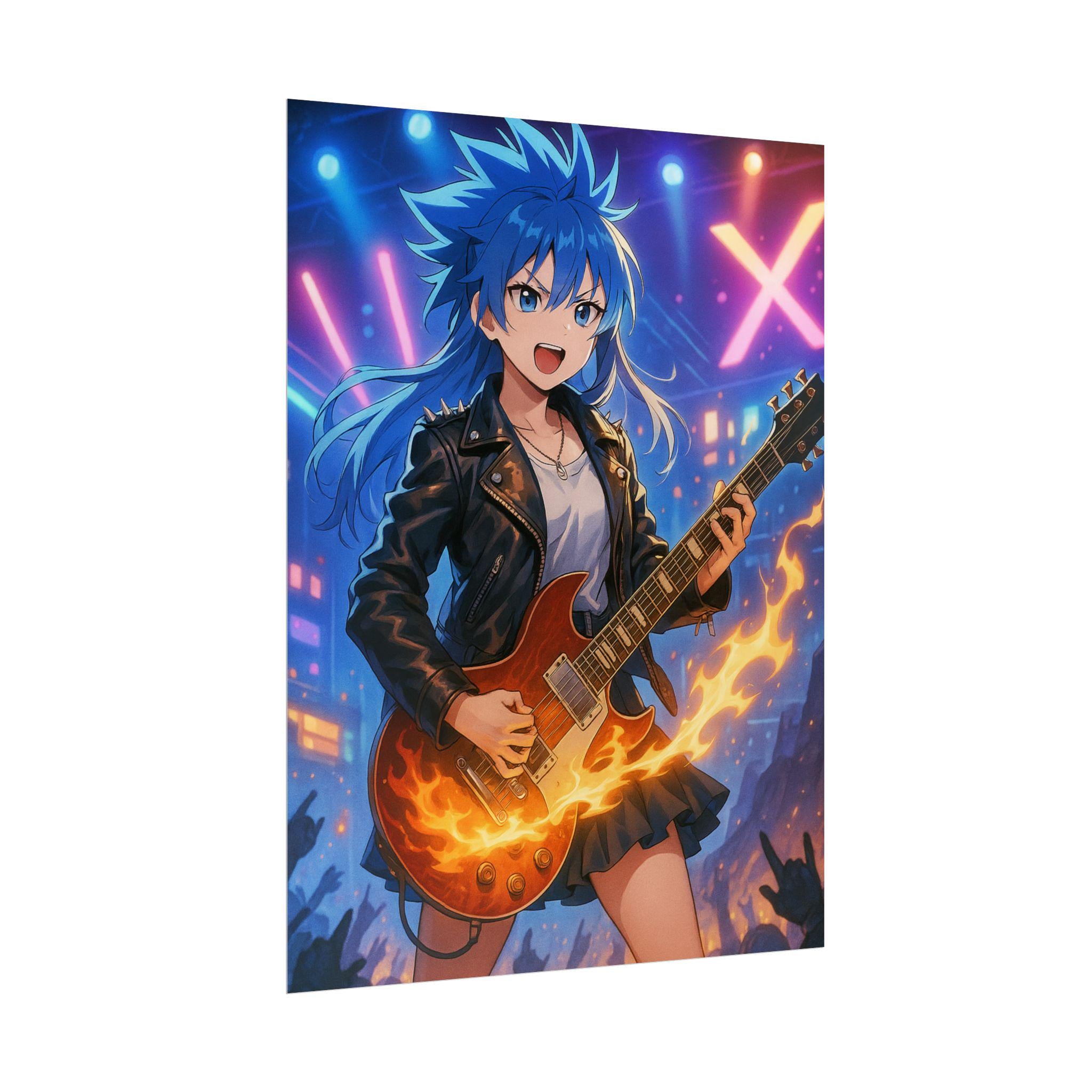 Anime Rock Star Poster, Music Wall Art Print, Japanese Anime Poster, Guitarist Anime Decor, Gift for Gamers and Music Lovers