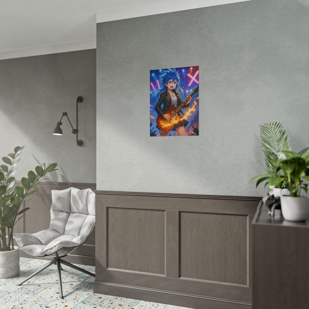 Anime Rock Star Poster, Music Wall Art Print, Japanese Anime Poster, Guitarist Anime Decor, Gift for Gamers and Music Lovers