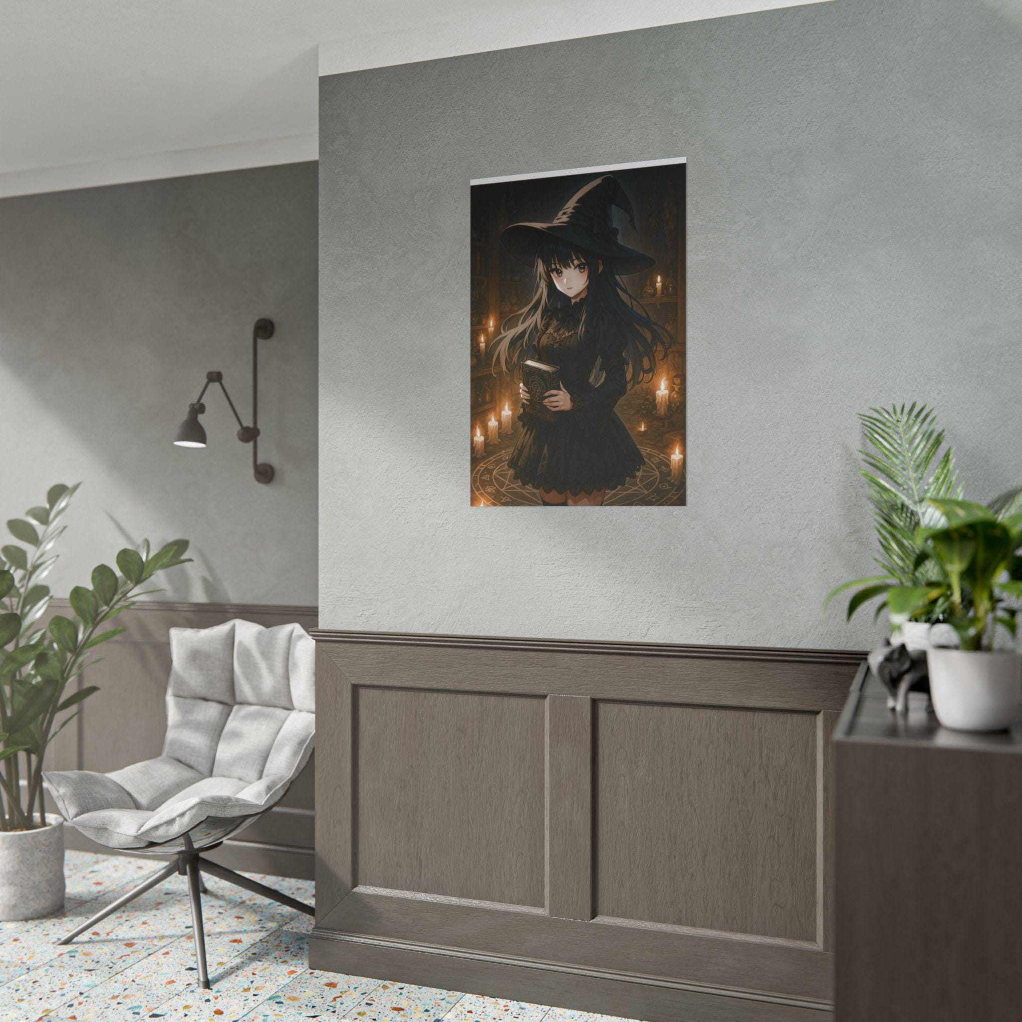 Anime Witch Poster: Gothic Dark Academia Wall Art