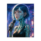 Cyberpunk Anime Art, Futuristic Neon City Wall Decor, Anime Gift Idea, Sci Fi Poster, Glowing Anime Character Print