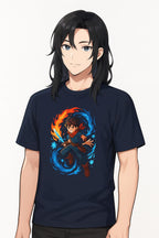 Fire and Ice Anime Wizard T-Shirt: Fantasy Mage Graphic Tee