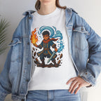 Anime Wizard T-Shirt: Fire and Water Sorcerer, Otaku Gamer Tee