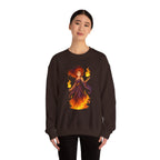 Anime Fire Sorceress Sweatshirt, Fantasy Japanese Hoodie, Magical Warrior Girl Art, Neon Glow Streetwear, DTG Print