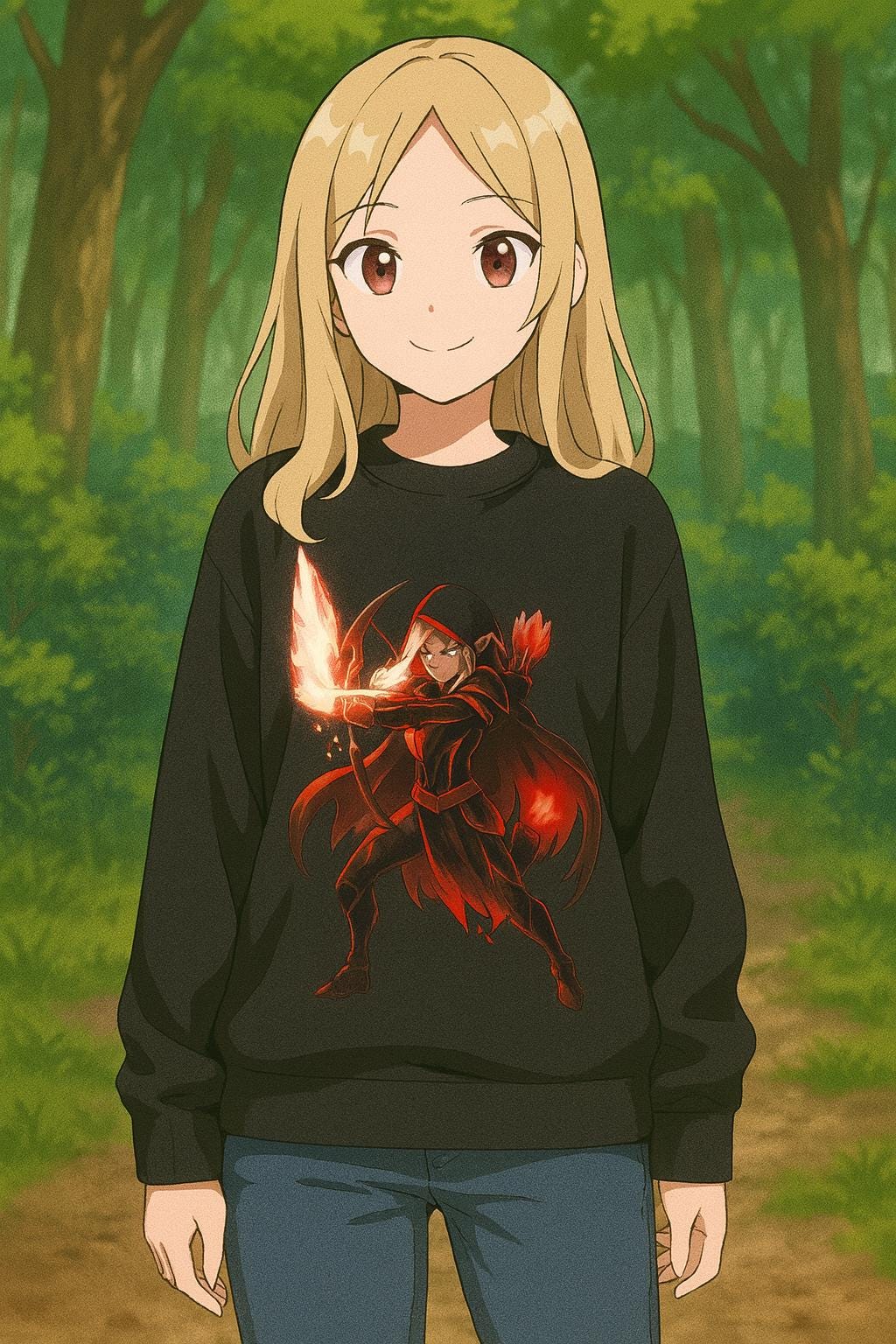 Dark Flame Archer Anime Sweatshirt, Black Pullover | Epic Anime Apparel Original
