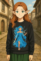Lightning Sorceress Anime Sweatshirt,  Black Pullover | Epic Anime Apparel Original