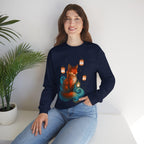 Fox Lantern Spirit Sweatshirt Cozy Fantasy Japanese Animal Art Gift for Nature Lovers and Anime Fans