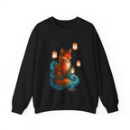 Fox Lantern Spirit Sweatshirt Cozy Fantasy Japanese Animal Art Gift for Nature Lovers and Anime Fans