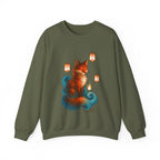 Fox Lantern Spirit Sweatshirt Cozy Fantasy Japanese Animal Art Gift for Nature Lovers and Anime Fans