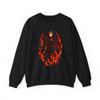 Flame Knight Anime Sweatshirt Black Spooky Castle Glow-in-Dark Fantasy Armor Gift for Gamers Otaku Streetwear Anime Apparel