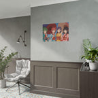 Vibrant Anime Wall Art Girls in Kimono with Parasols Japanese Festival Art Print