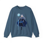Ice Sorceress Anime Sweatshirt Blue Magic Glow Fantasy Mage Gift for Anime Fans Winter Streetwear Gamer Apparel Epic Anime
