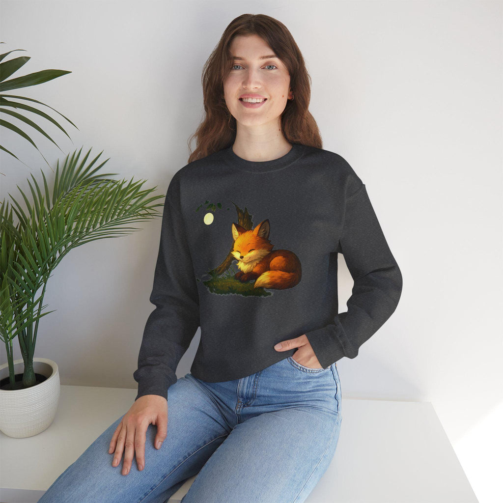 Fox Café Anime Sweatshirt  Cozy Autumn Gift for Animal Lovers Cute Fox Art Japanese Style Streetwear Epic Anime Apparel