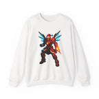 Anime Cyber Santa Sweatshirt Neon Warrior Christmas Hoodie Futuristic Fire Armor Gift for Gamers and Anime Fans