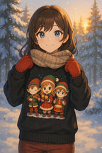 Anime Christmas Elf Sweatshirt Cute Holiday Gift Cozy Winter Apparel for Anime Fans and Gamers
