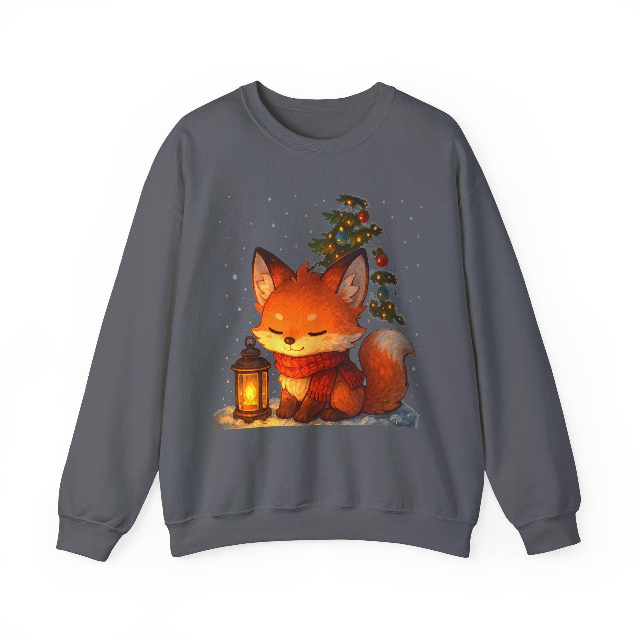Cozy Fox Lantern Sweatshirt Cute Anime Christmas Sweater Winter Gift for Animal Lovers and Cozy Aesthetic Fans