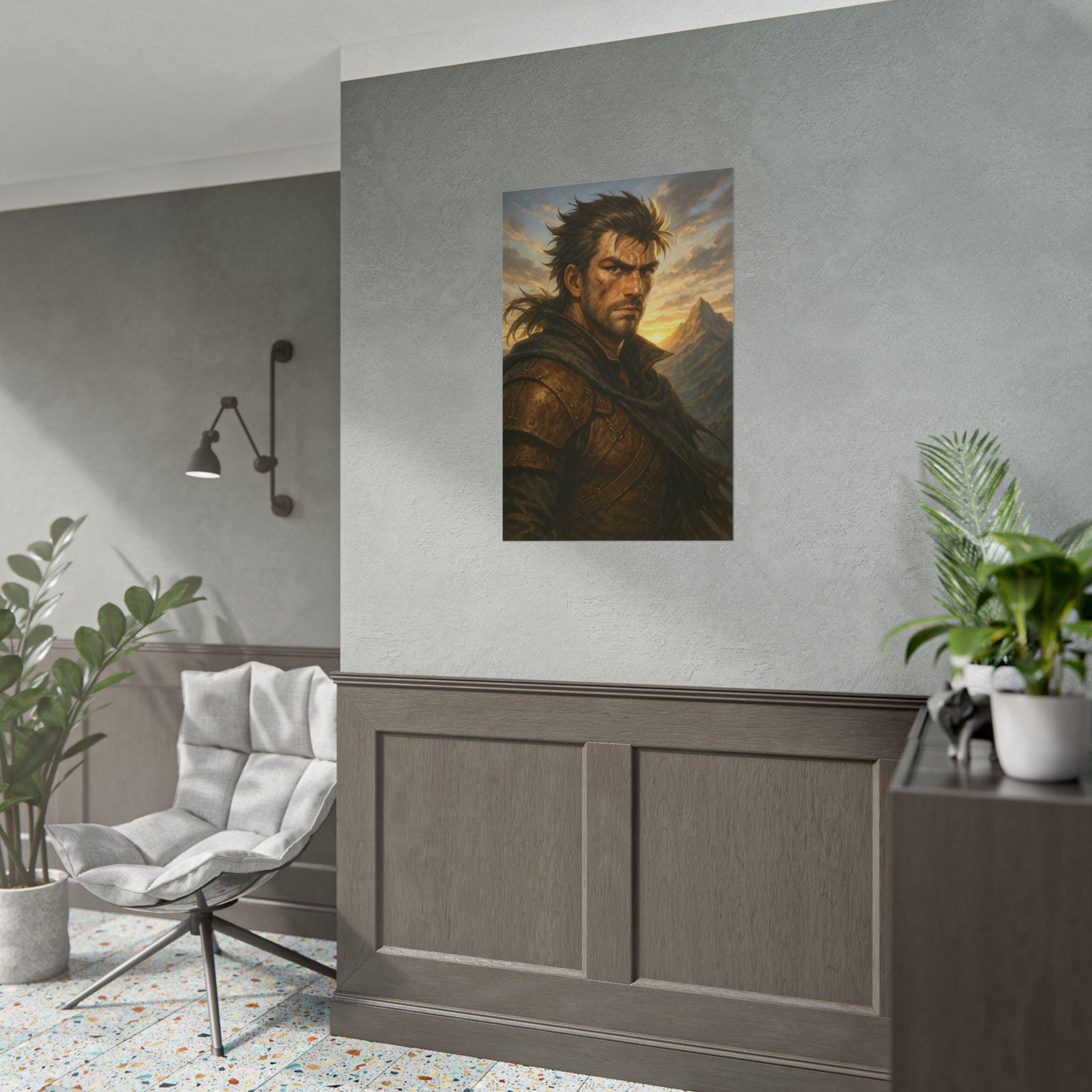 Anime Warrior Poster Fantasy Knight Character Art Medieval Adventure Wall Decor