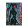 Anime Ninja Girl Poster: Vintage Cyberpunk Art Print