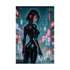 Anime Girl Ninja Assassin Poster: Cyberpunk Wall Art