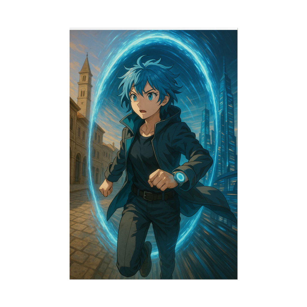 Anime Time Traveler Poster: Giclée Print for Gamers & Anime Fans