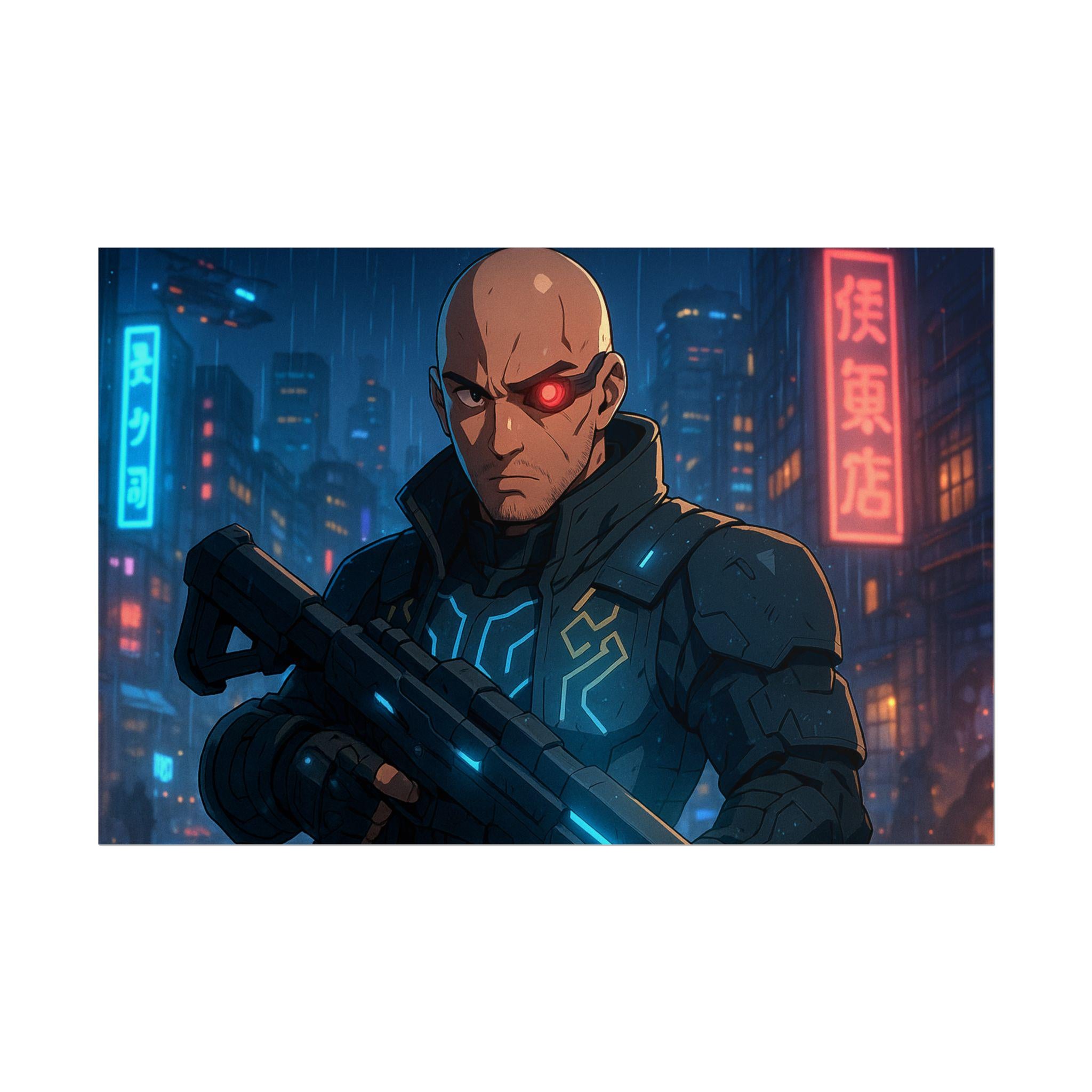 Cyberpunk Anime Art Wall Art: Sci-Fi Gamer Room Decor