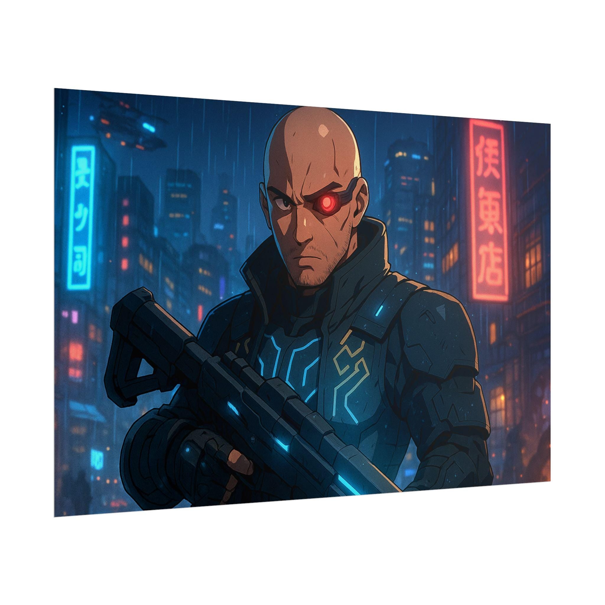 Cyberpunk Anime Art Wall Art: Sci-Fi Gamer Room Decor