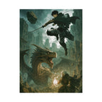Epic Anime Dragon Battle Art Print: Gamer Room Decor