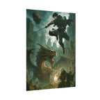 Epic Anime Dragon Battle Art Print: Gamer Room Decor
