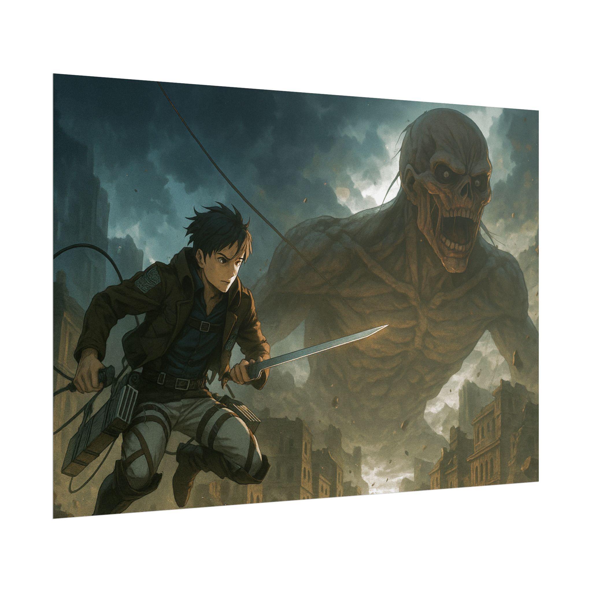 Anime Titan Battle Wall Art: Epic Adventure