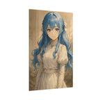 Charming Blue-Haired Anime Girl Art Poster