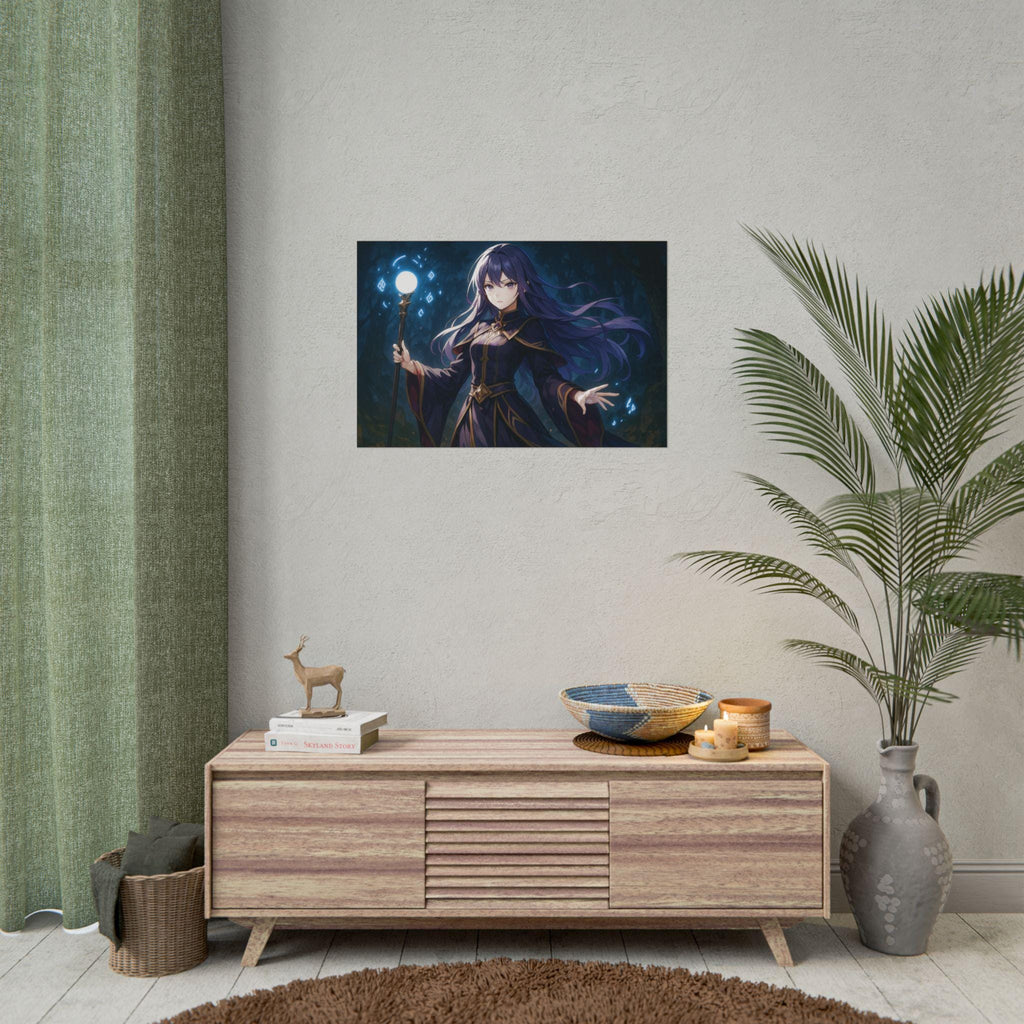 Anime Art Wall Art: Fantasy Witch with Magic Staff