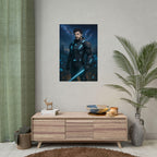 Sci-Fi Warrior Poster: Cyberpunk Samurai Art, Futuristic Decor