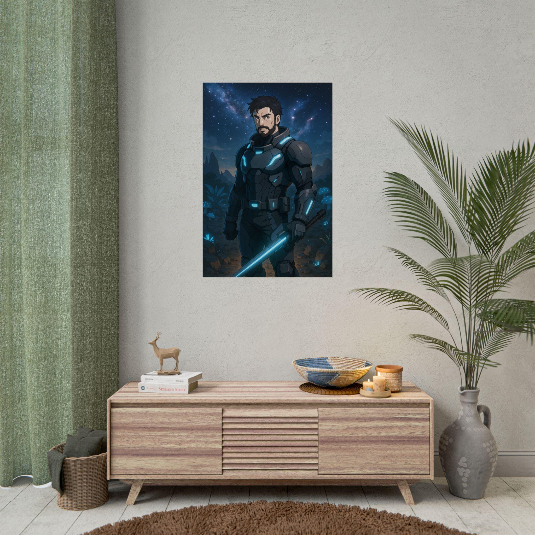 Sci-Fi Warrior Poster: Cyberpunk Samurai Art, Futuristic Decor