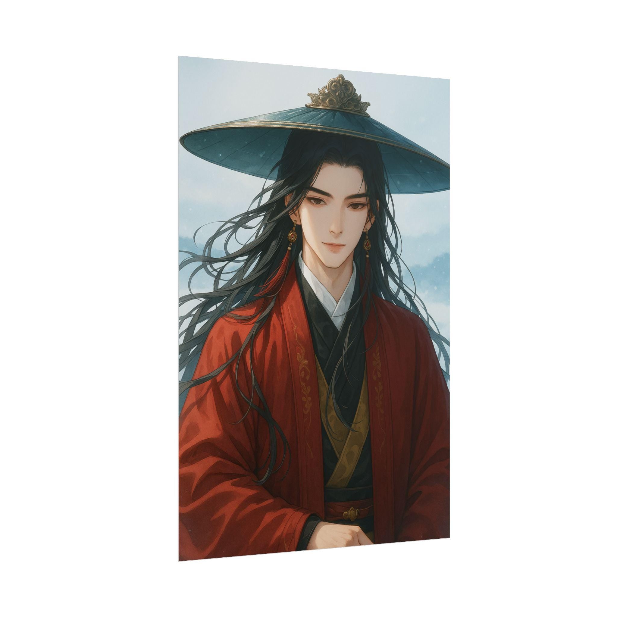 Anime Samurai Poster: Elegant Warrior Fantasy Art Print