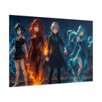 Anime Elemental Powers Art Print Magic Heroes Team Wall Art