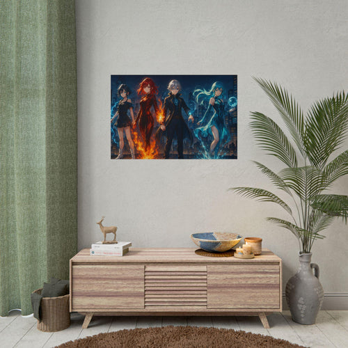 Anime Elemental Powers Art Print Magic Heroes Team Wall Art
