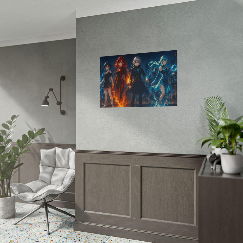 Anime Elemental Powers Art Print Magic Heroes Team Wall Art