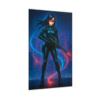 Cyberpunk Anime Girl Poster Neon City Sniper Wall Art Futuristic Sci Fi Print Gift for Gamers and Anime Lovers