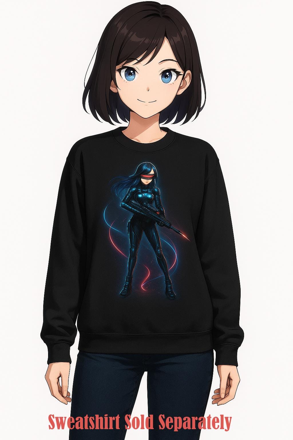 Cyberpunk Anime Girl Poster Neon City Sniper Wall Art Futuristic Sci Fi Print Gift for Gamers and Anime Lovers