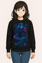 Cyberpunk DJ Girl Sweatshirt Neon Glow Streetwear Techwear Gift for Anime Lovers and Gamers
