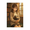 Anime Girl Poster, Bookworm Wall Art Print, Cozy Library Aesthetic, Japanese Anime Decor, Gift for Manga Lovers and Otaku Fans