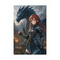 Anime Dragon Poster: Warrior Girl Fantasy Art Print