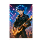 Anime Rock Star Poster: Fiery Guitarist Music Wall Art